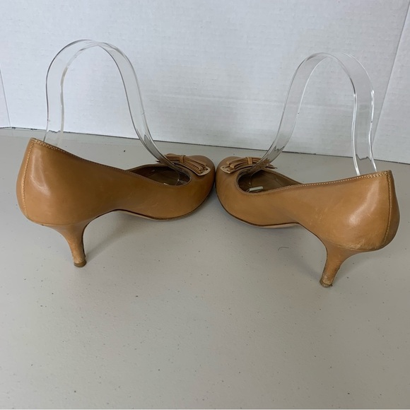 Salvatore Ferragamo Tan Brown Nude Bow Tie Front Party Pumps Heels Size 7 - Picture 5 of 16